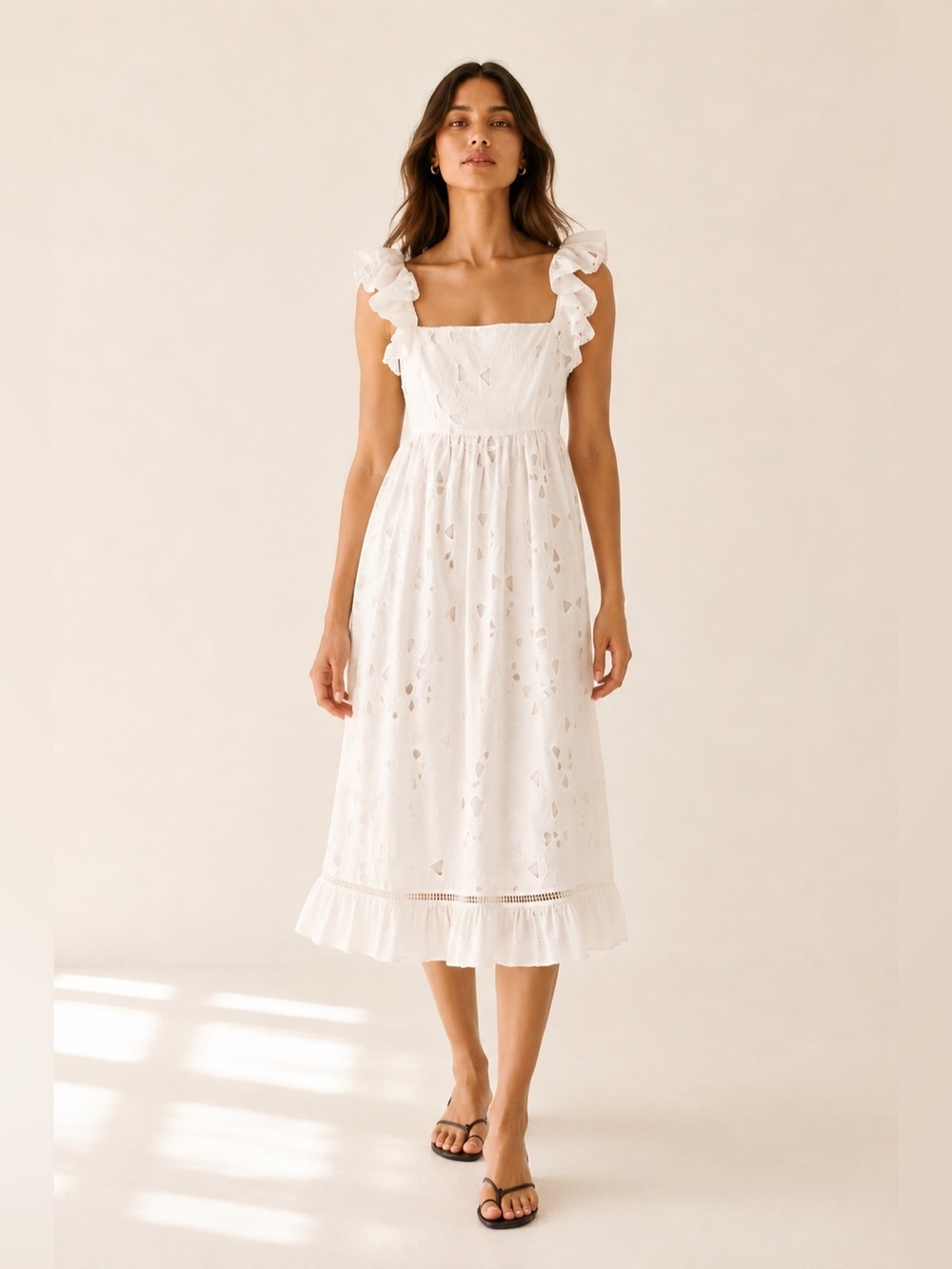 Anthropologie Forever that Girl NWT white eyelet midi dress. Medium